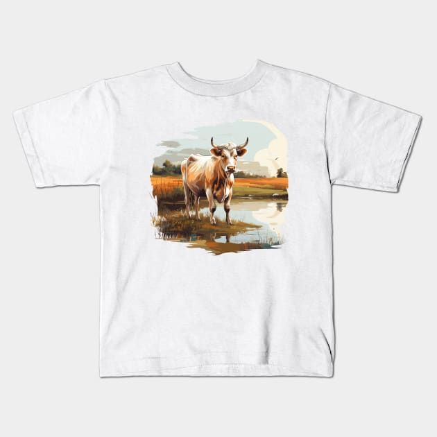 Farm Cow Art Kids T-Shirt by zooleisurelife